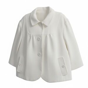 Sandro Paris Cream Peter Pan Collar Cropped Babydoll Jacket Size 1x